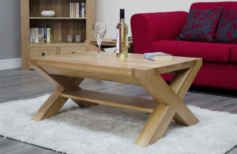 Homestyle Trend Solid Oak X Leg 3′ x 2′ Coffee Table