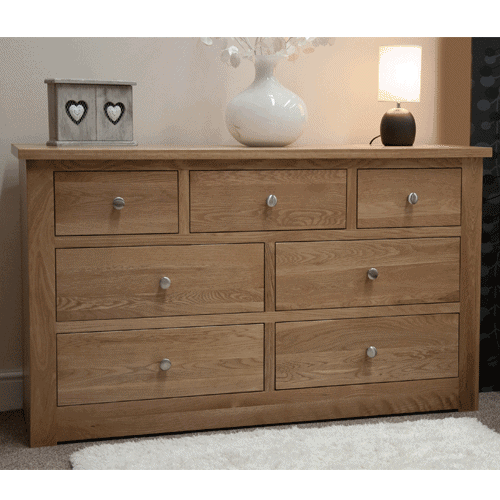 Homestyle Torino Solid Oak 7 Drawer Chest | Fully Assembled