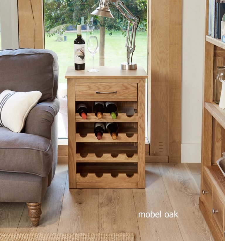 Baumhaus Mobel Oak 16 Bottle Wine Rack Lamp Table | Fully Assembled