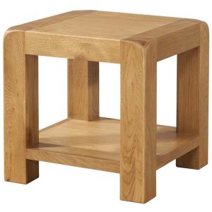 DAV015_lamp_side_table_storage_oak_wood_dining_living_waxed_contemporary Avon Oak Square Lamp Table