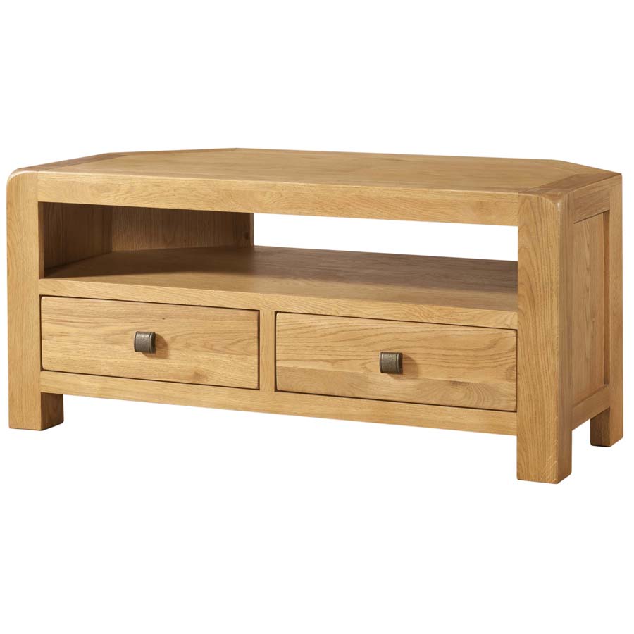 Avon Oak 2 Drawer Corner TV Unit
