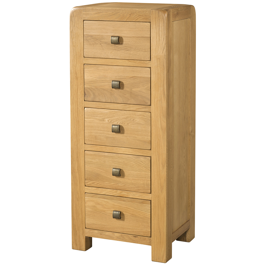 Unbeatable Waxed Oak 5 Drawer Tall Wellington Chest | Fully Assembled 1 Avon Oak Wellington Chest