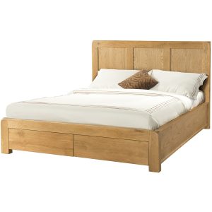 DAV038_double_4_ft_6_with_drawers_panel_low_foot_end_storage_oak_wood_bedroom_waxed_contemporary Avon Oak Double Bed