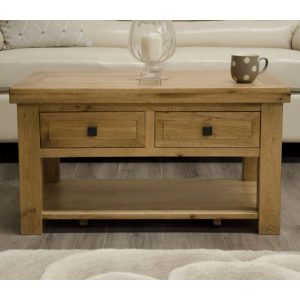 DLX3X2CT_GAL Deluxe Solid Oak 2 Drawer Coffee Table