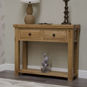 DLXHT_GAL Deluxe Solid Oak 2 Drawer Hall Table