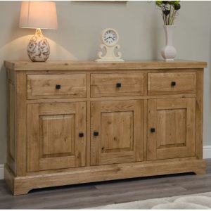 Deluxe Solid Oak 3 Door Sideboard