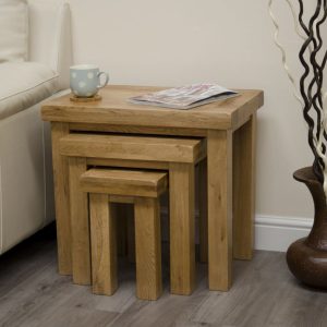 DLXNEST_1 Deluxe Solid Oak Nest of 3 Tables