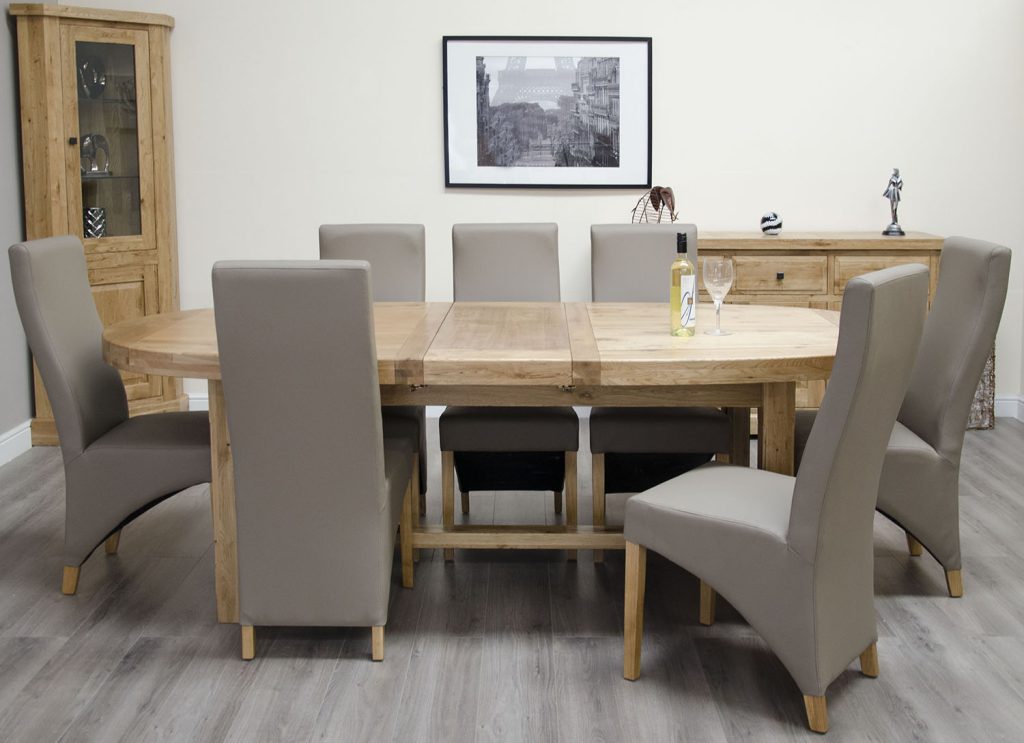 Deluxe Solid Oak Super Oval Extending Dining Table 2.1m