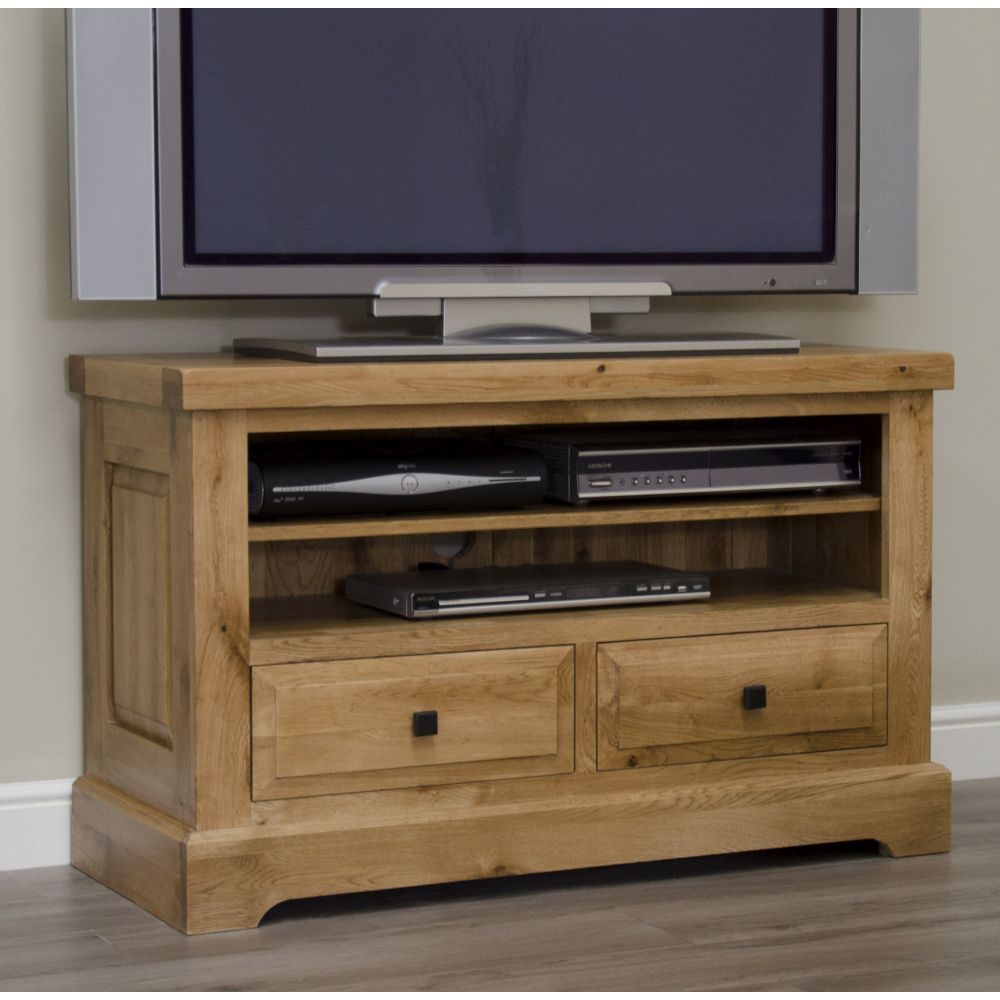 Deluxe Solid Oak 2 Drawer TV Unit