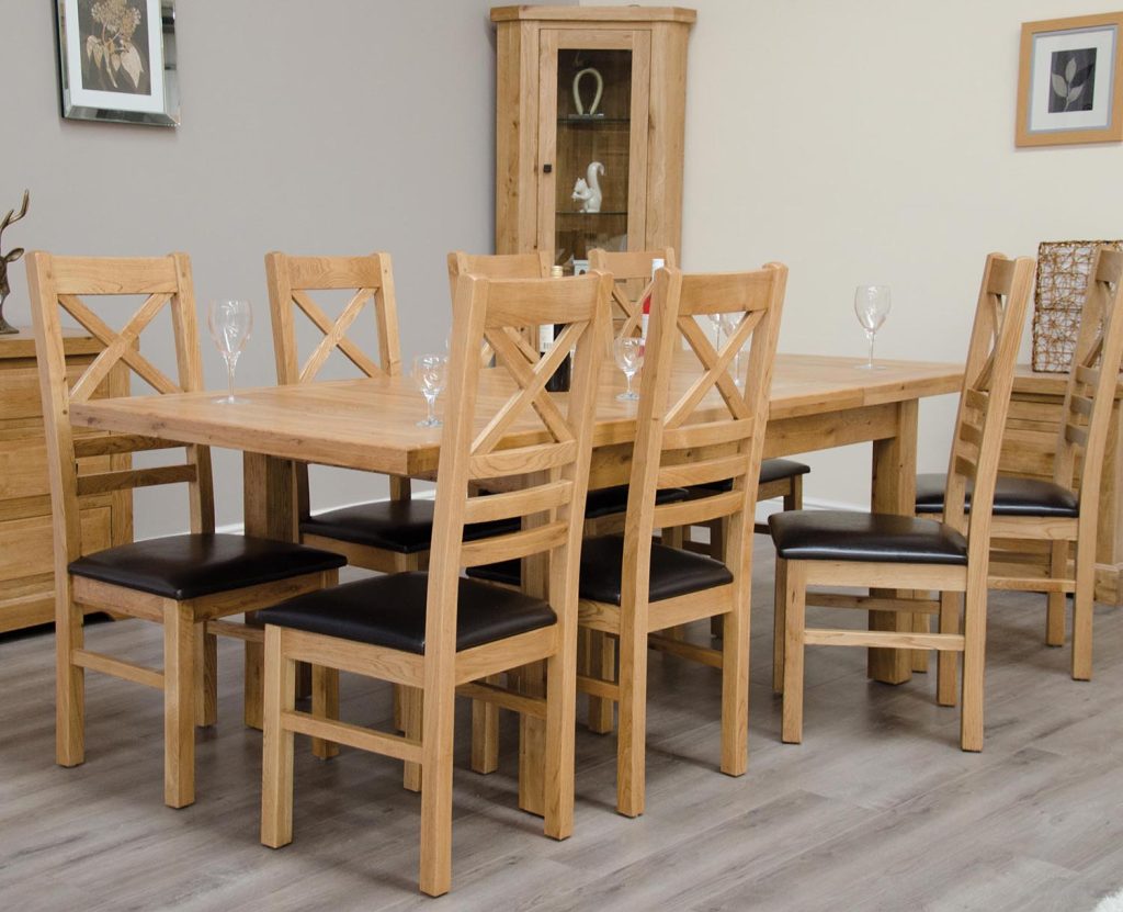 Deluxe Solid Oak Twin Leaf Extending Dining Table 1.5m