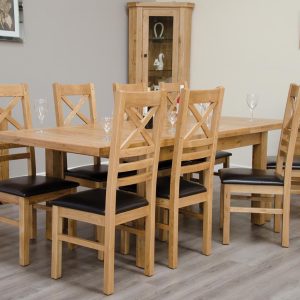 DLX_1500EXT3_2LEAVES Deluxe Solid Oak Twin Leaf Extending Dining Table 1.5m
