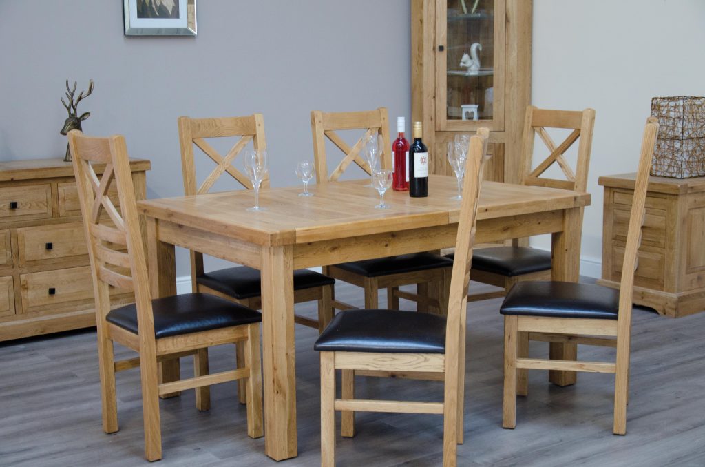 Deluxe Solid Oak Crossback Dining Chairs - Set