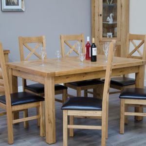 DLX_1500EXT9_NOLEAVES Deluxe Solid Oak Crossback Dining Chairs - Set
