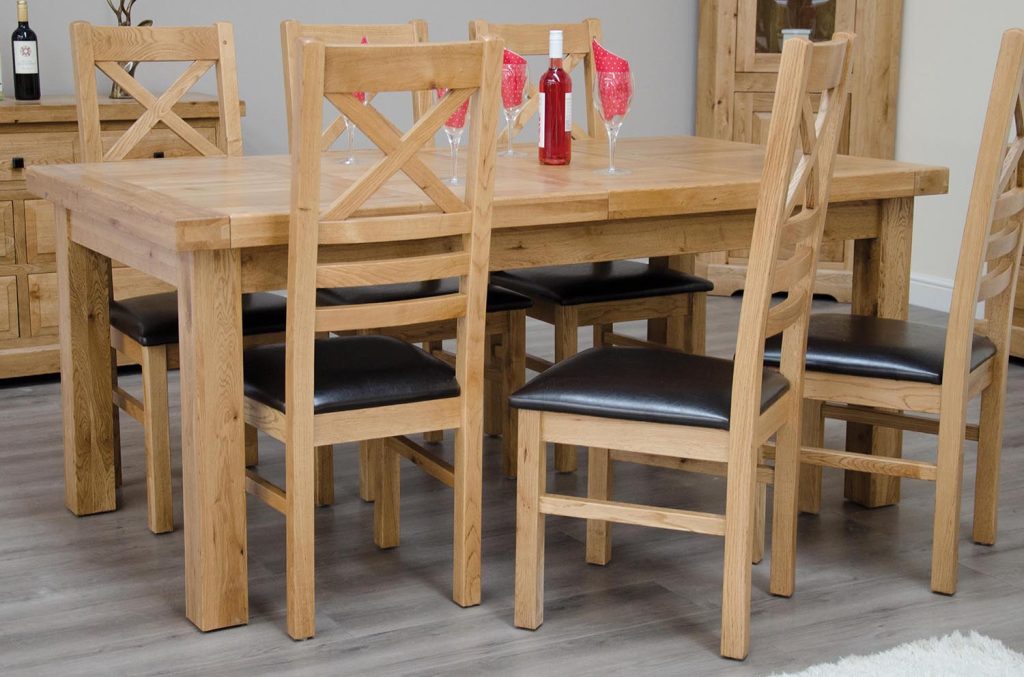 Deluxe Solid Oak Twin Leaf Extending Dining Table