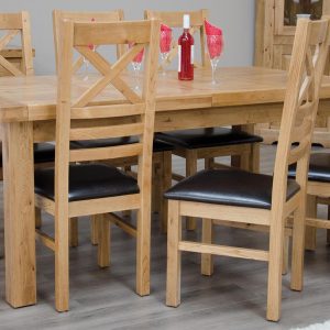 DLX_1800EXT11_NOLEAVES Deluxe Solid Oak Twin Leaf Extending Dining Table