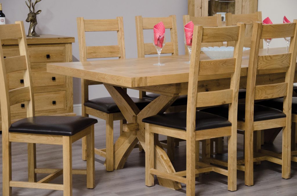 Deluxe Solid Oak Ladder Back Chairs - Set
