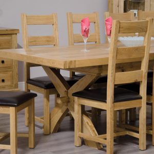 DLX_XLEG3_2Finish Deluxe Solid Oak Ladder Back Chairs - Set