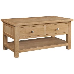 DOR068_coffee_table_with_drawers_focal_point_storage_living_room_natural_oak_lacquered Dorset Oak 2 Drawer Coffee Table