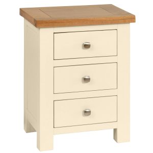 DPT001PI_painted_3_drawer_bedside_bedroom_storage_oak_top_ivory Dorset Ivory Painted 3 Drawer Bedside