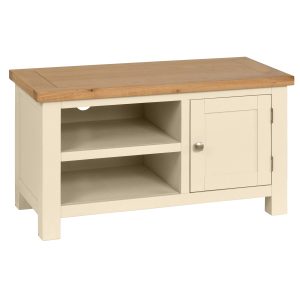 DPT071PI_painted_small_TV_unit_entertainment_living_room_oak_top_ivory Dorset Ivory 1 Door TV Unit