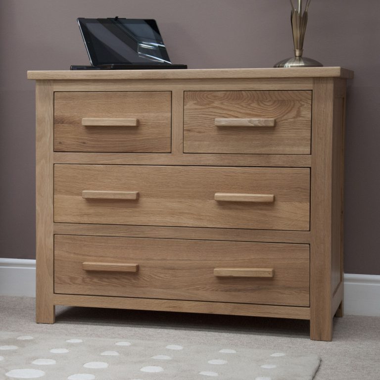 Homestyle Opus Solid Oak 2 Over 2 Drawer Chest | Fully Assembled