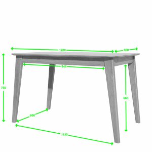 SCA1250T_P1_Annotated Scandic Oak Fixed Top Dining Table - Spec