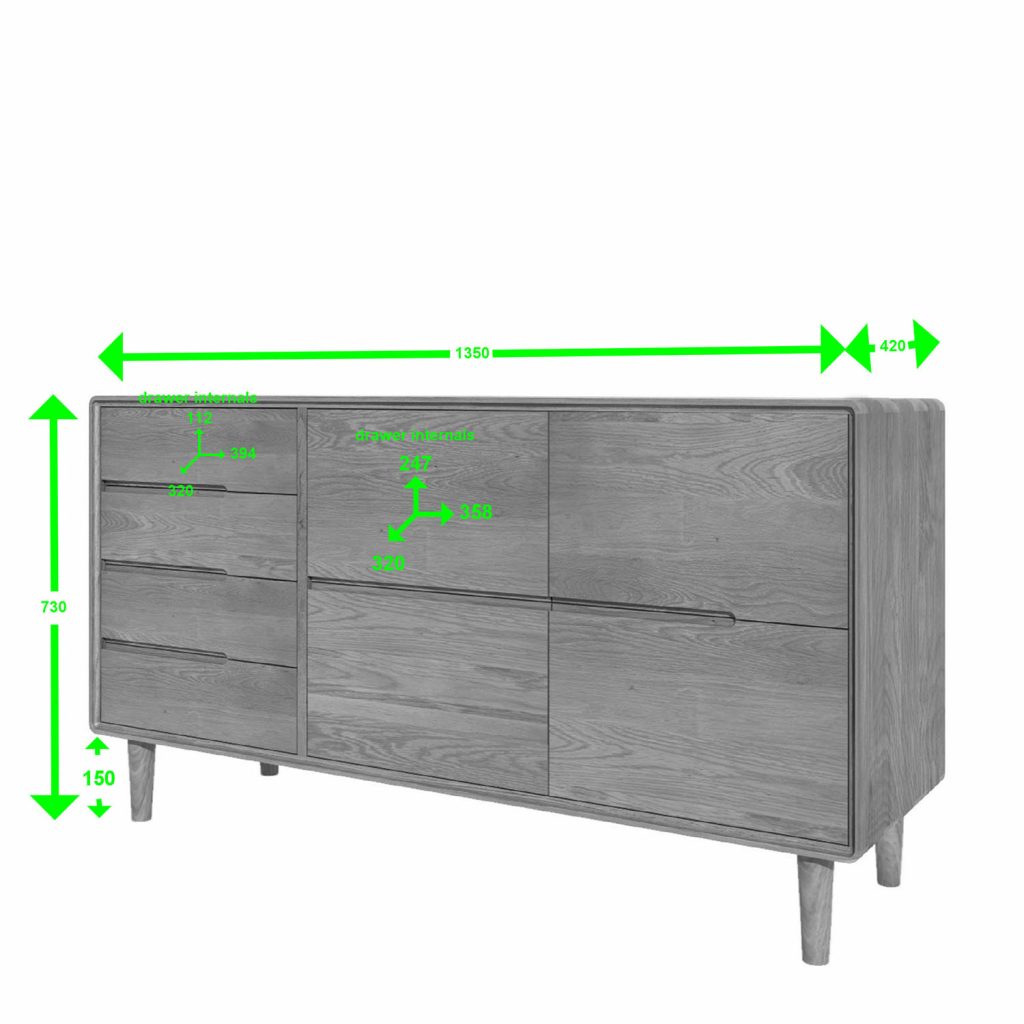 Scandic Oak Narrow Sideboard - Spec
