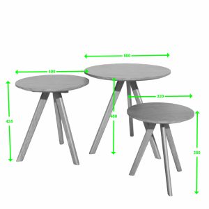 SCARNDNEST_P1_Annotated Scandic Oak Nest of Round Tables - Spec