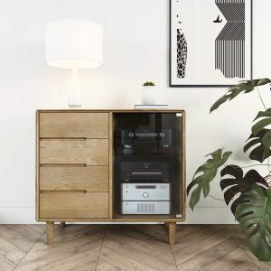 SCASMCH Scandic Oak Small Glazed Sideboard