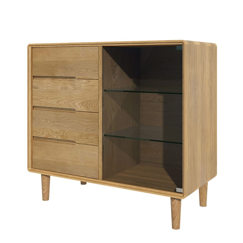 Scandic Oak Small Glazed Sideboard