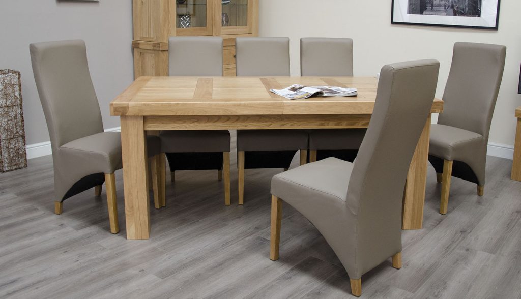 Bordeaux Oak Twin Panel Large Extending Dining Table