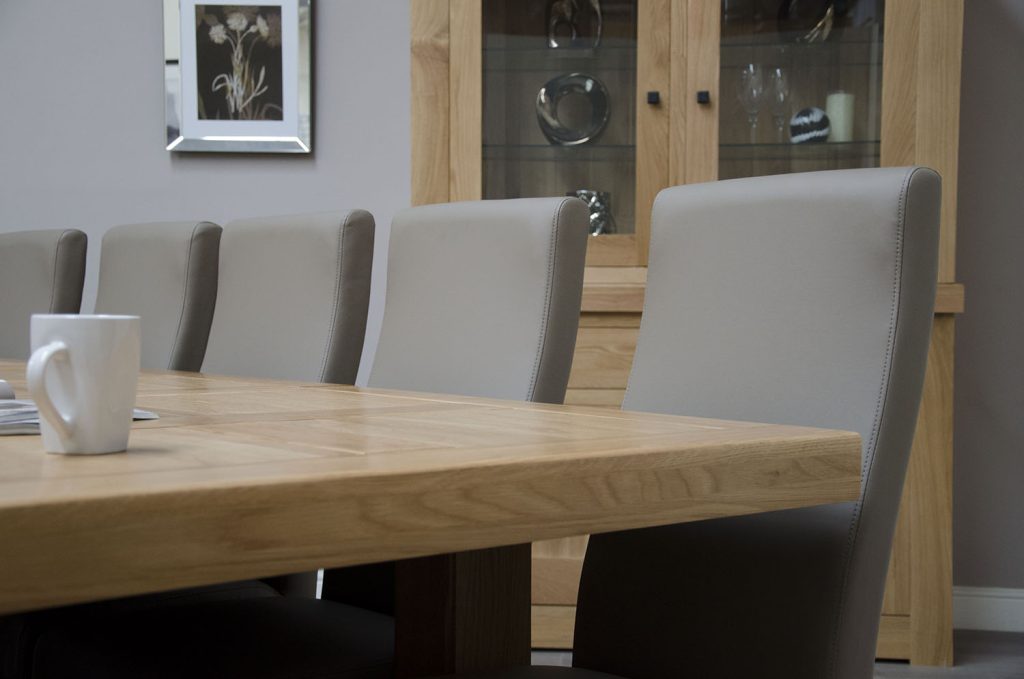 Bordeaux Oak Twin Panel Large Extending Dining Table