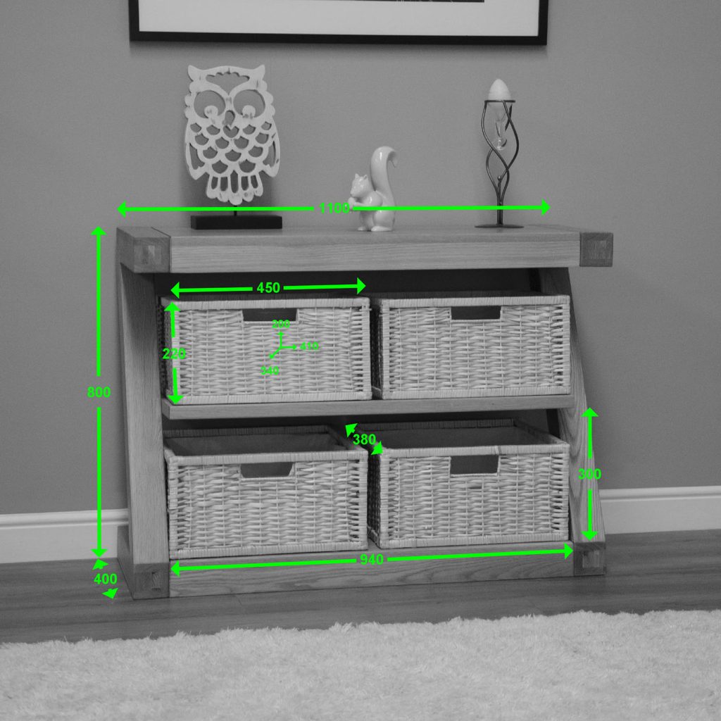 Z Solid Oak Console Table - Spec