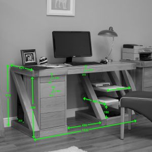 ZCDL_D1_Annotated Z Solid Oak Large Computer Desk - Spec