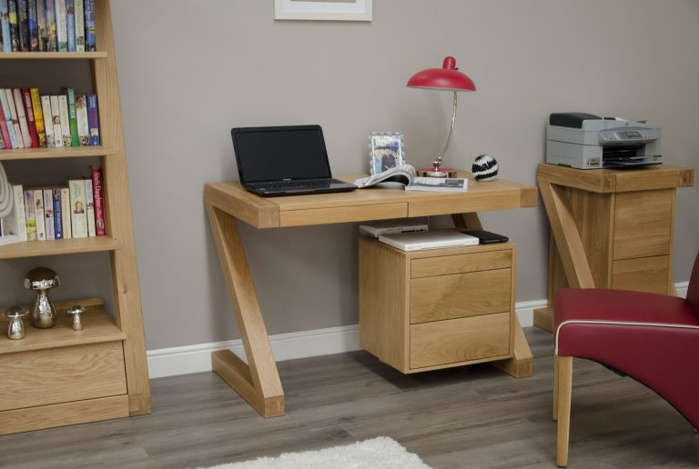 Homestyle Z Solid Oak Small Computer Desk | Fully Assembled