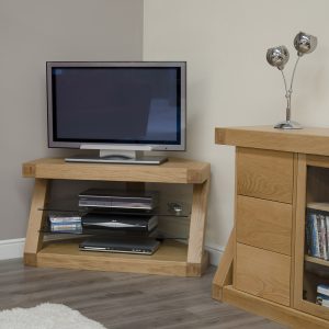ZCORTV_D2 Z Solid Oak Corner TV Unit