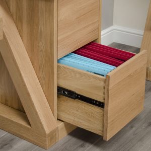 ZFC_D6 Z Solid Oak 2 Drawer Filing Cabinet - Open
