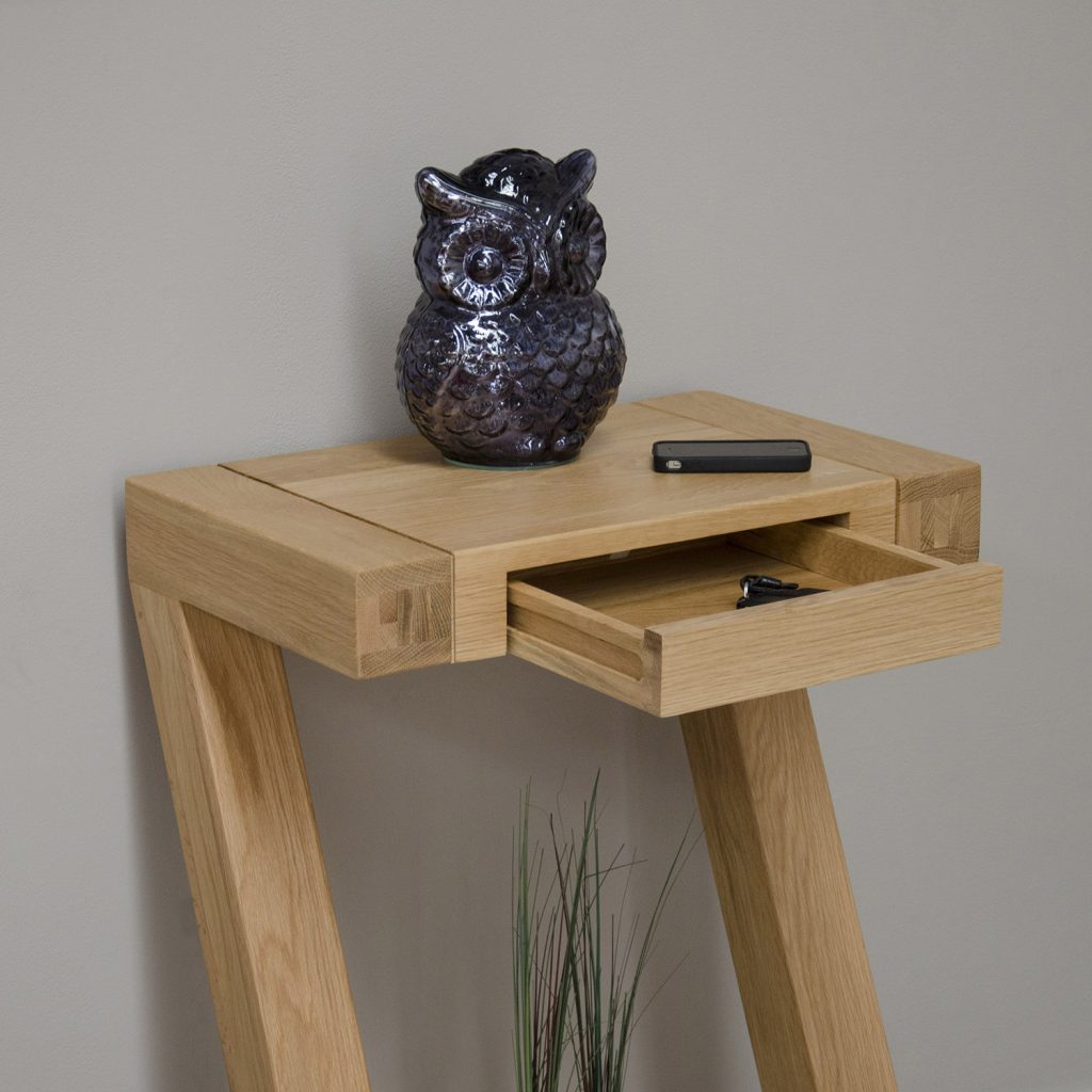 Z Solid Oak Small Console Table - Open
