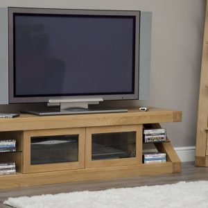 Z_GLZTVC Z Solid Oak Glazed TV Unit with Doors