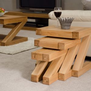 Z_NEST_D4 Z Solid Oak Nest of 3 Tables
