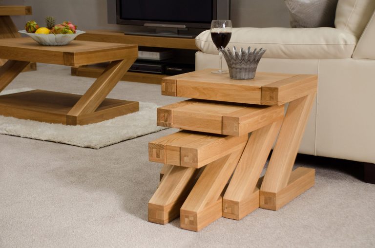 Z Solid Oak Nest of 3 Tables