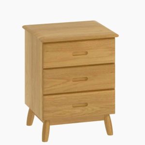 Rustic Oak 3 Drawer Bedside Cabinet | Fully Assembled