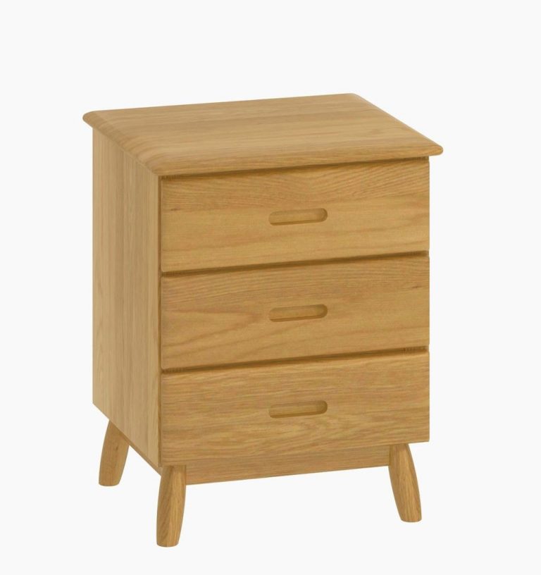 Malmo Scandi Style Oak 3 Drawer Bedside Cabinet