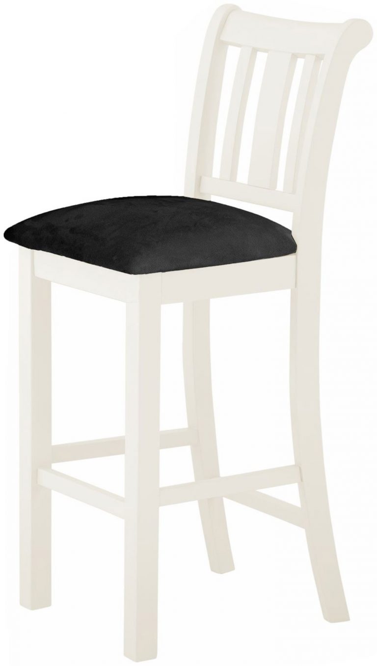Classic Portland Painted White Bar Stool with Grey Seat Pad