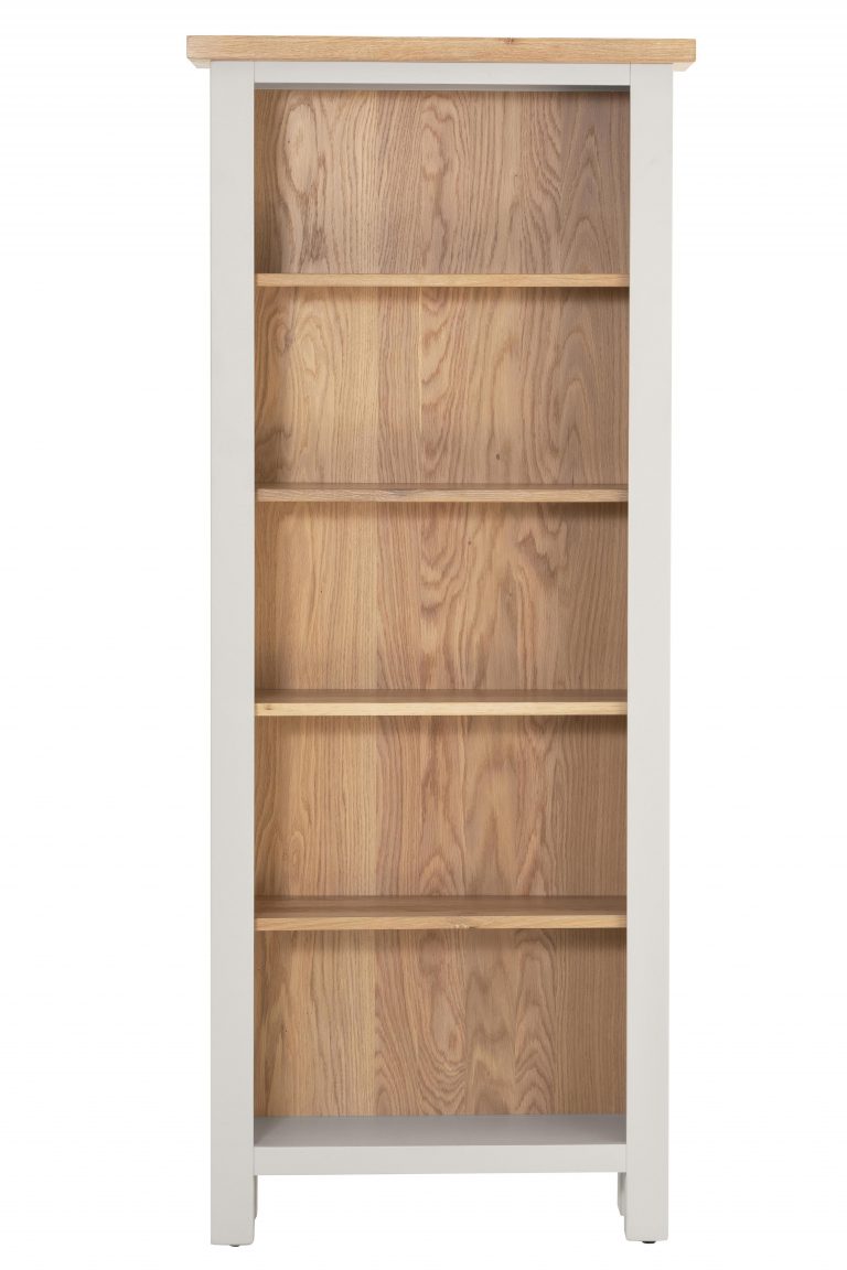 Besp-Oak Vancouver Compact Grey Tall Narrow Bookcase with 5 Adjustable Shelves | Fully Assembled