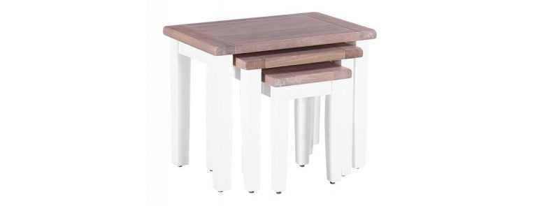 Besp-Oak Vancouver Chalked Oak & Pure White Nest of 3 Tables