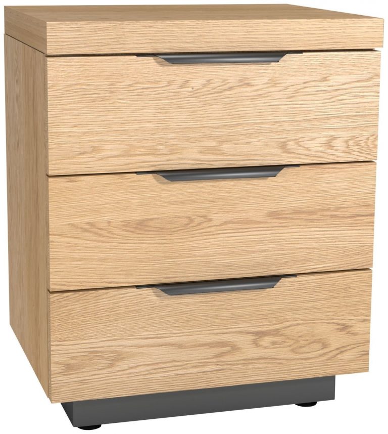 Fusion Oak 3 Drawer Bedside Cabinet