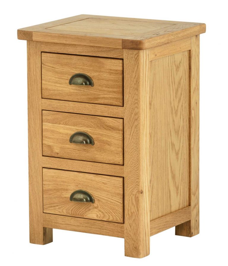 Classic Portland Oak 3 Drawer Bedside Cabinet