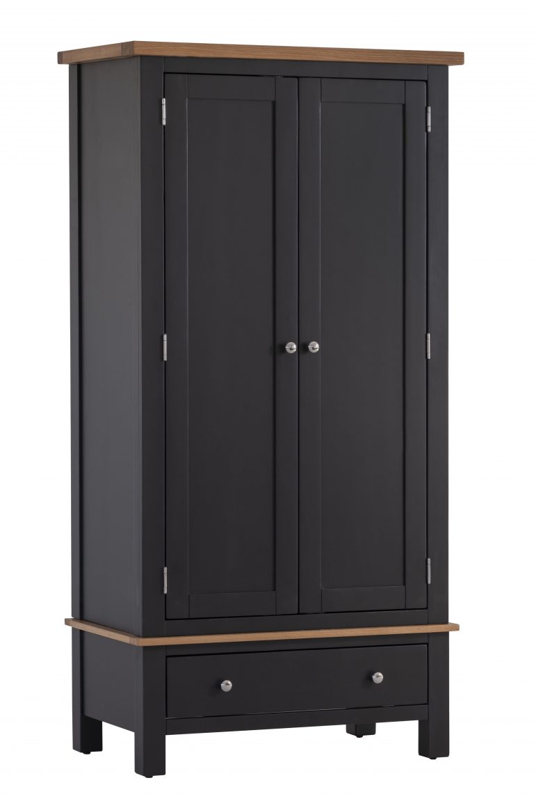 Besp-Oak Vancouver Compact Painted Black Grey Double Wardrobe with 1 Drawer