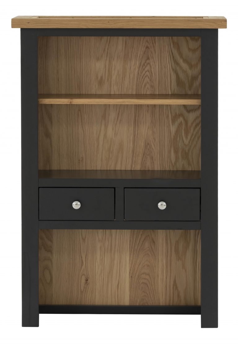 Besp-Oak Vancouver Compact Black Grey 2 Drawer Hutch (Top Only) | Fully Assembled